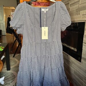 Likely Navy and White Gingham Mini Dress